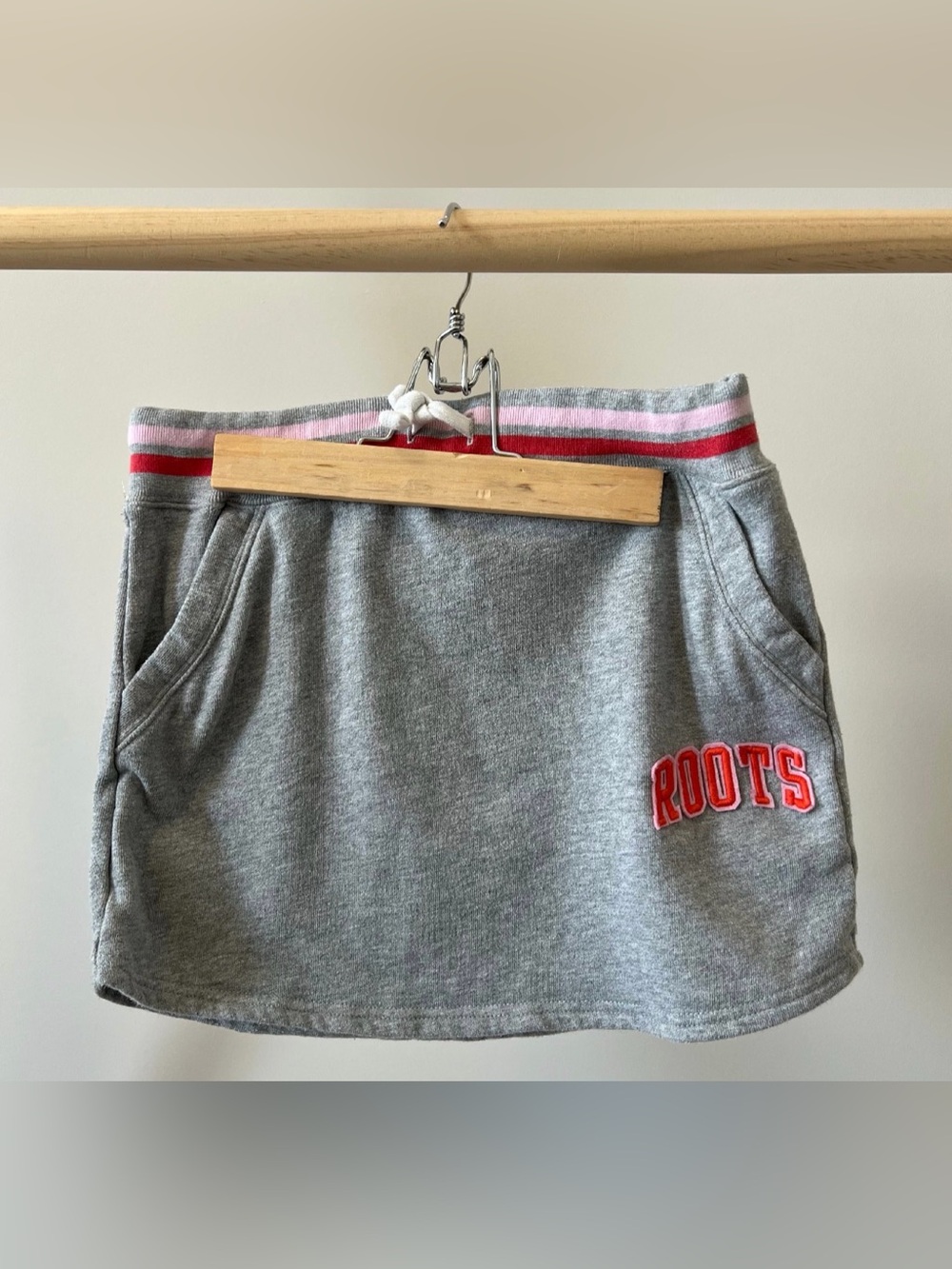 Roots Grey Sweat Skirt with Pink and Red Waistband 9-10Y